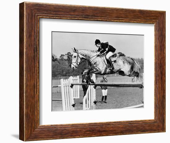 Columbus the Horse of Princess Anne Clearing Obstacale in Jumping Section of Windsor Horse Trials-null-Framed Photographic Print