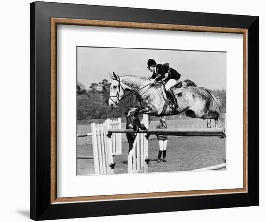 Columbus the Horse of Princess Anne Clearing Obstacale in Jumping Section of Windsor Horse Trials-null-Framed Photographic Print