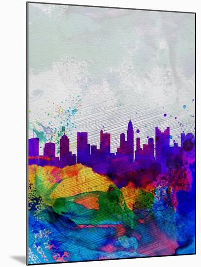 Columbus Watercolor Skyline-NaxArt-Mounted Art Print