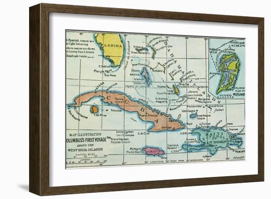Columbus: West Indies Map--Framed Giclee Print