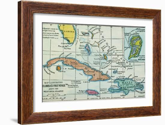 Columbus: West Indies Map-null-Framed Giclee Print