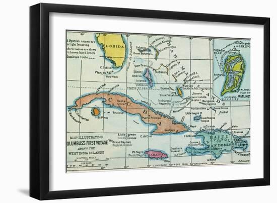 Columbus: West Indies Map-null-Framed Giclee Print