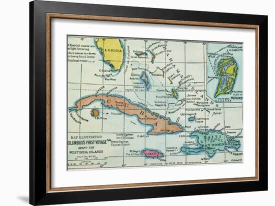 Columbus: West Indies Map-null-Framed Giclee Print