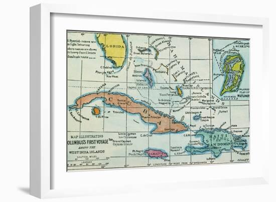 Columbus: West Indies Map--Framed Giclee Print