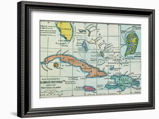 Columbus: West Indies Map-null-Framed Giclee Print