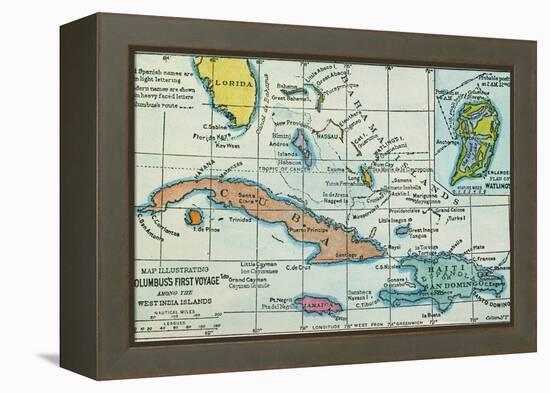 Columbus: West Indies Map-null-Framed Premier Image Canvas