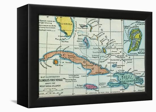 Columbus: West Indies Map-null-Framed Premier Image Canvas