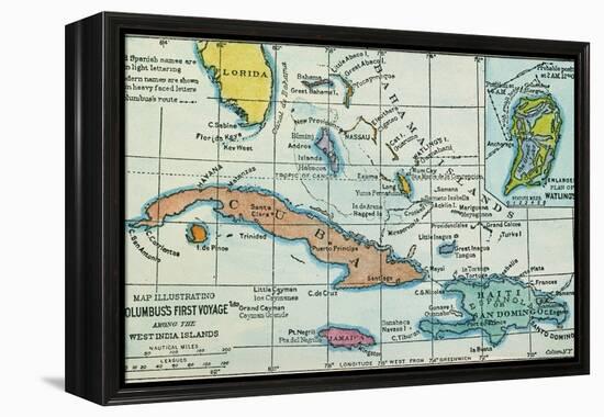 Columbus: West Indies Map-null-Framed Premier Image Canvas