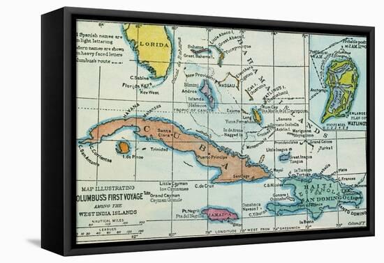 Columbus: West Indies Map-null-Framed Premier Image Canvas