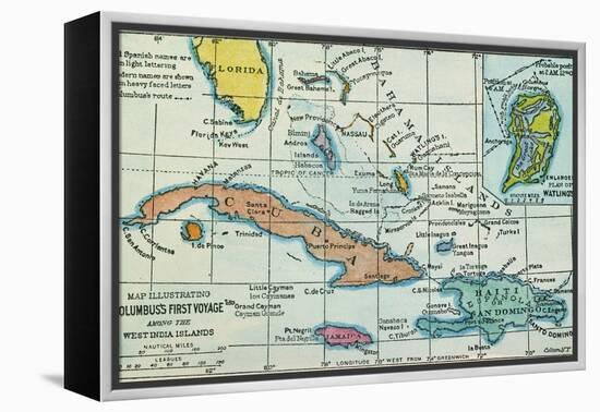 Columbus: West Indies Map-null-Framed Premier Image Canvas