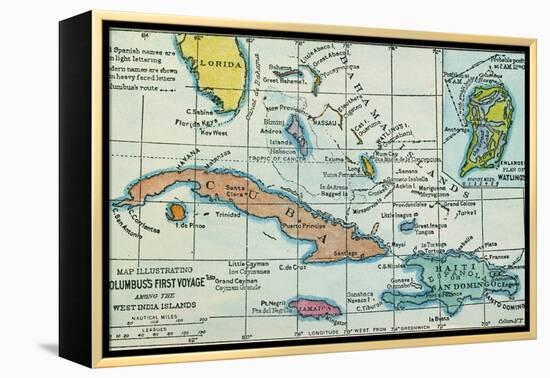 Columbus: West Indies Map-null-Framed Premier Image Canvas