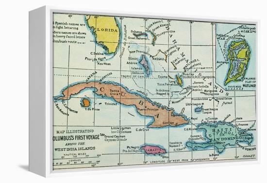 Columbus: West Indies Map-null-Framed Premier Image Canvas