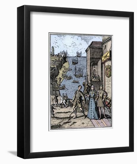 Columbus with Ferdinand and Isabella, (3rd August 1492), 1912-Unknown-Framed Giclee Print