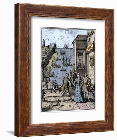 Columbus with Ferdinand and Isabella, (3rd August 1492), 1912-Unknown-Framed Giclee Print