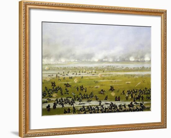 Column of Argentine Forces Led by General Emilio Mitre, Launching Attack in Curupayty-Candido Lopez-Framed Giclee Print