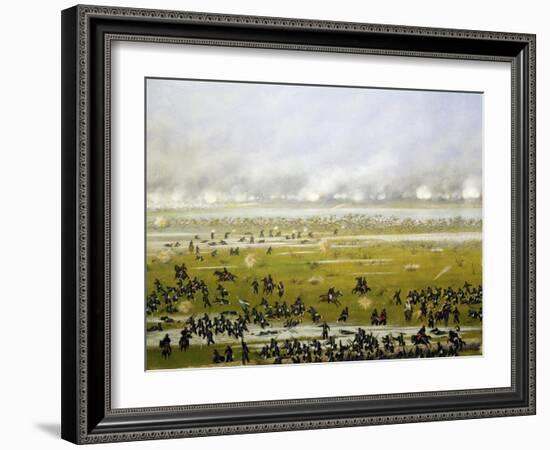 Column of Argentine Forces Led by General Emilio Mitre, Launching Attack in Curupayty-Candido Lopez-Framed Giclee Print