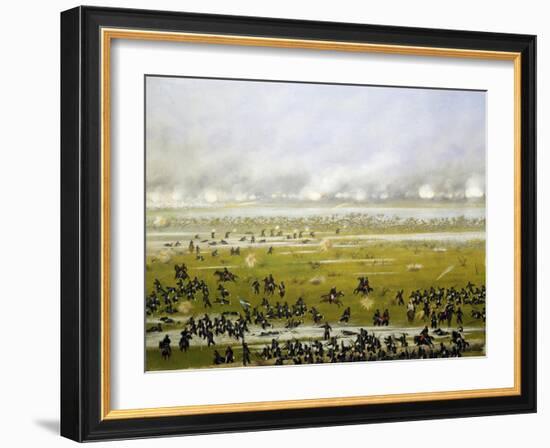 Column of Argentine Forces Led by General Emilio Mitre, Launching Attack in Curupayty-Candido Lopez-Framed Giclee Print