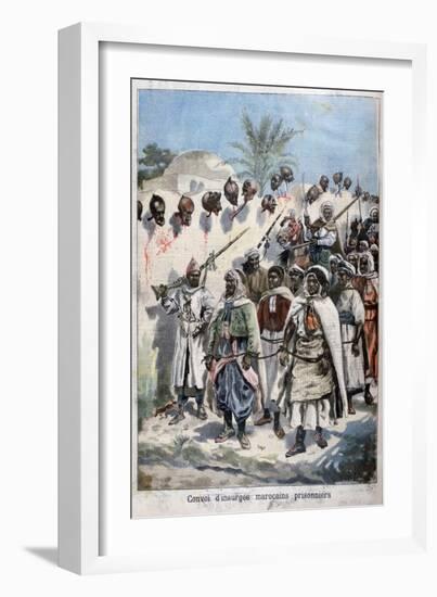 Column of Insurgent Moroccans Taken Prisoner at Tadla by Sultan Abdul-Hafiz's Army, 1897-F Meaulle-Framed Premium Giclee Print