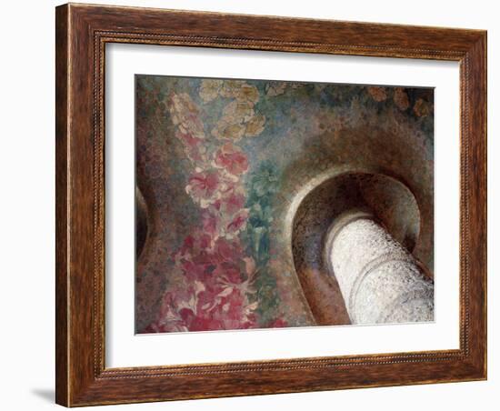 Columna Y Decoración Floral En El Techo del Vestíbulo, La Pedrera, "Casa Milà" Barcelona-Antoni Gaud?-Framed Photographic Print