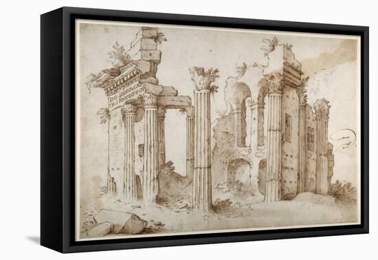 Columniated Ruins of the Temple of Minerva-Sebastian Vrancx-Framed Premier Image Canvas