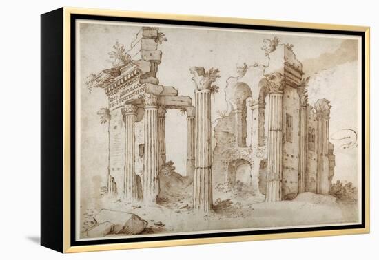 Columniated Ruins of the Temple of Minerva-Sebastian Vrancx-Framed Premier Image Canvas