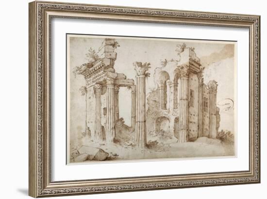 Columniated Ruins of the Temple of Minerva-Sebastian Vrancx-Framed Giclee Print