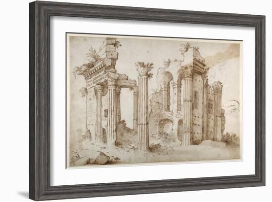 Columniated Ruins of the Temple of Minerva-Sebastian Vrancx-Framed Giclee Print