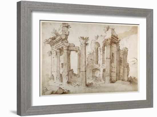 Columniated Ruins of the Temple of Minerva-Sebastian Vrancx-Framed Giclee Print