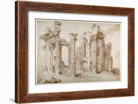 Columniated Ruins of the Temple of Minerva-Sebastian Vrancx-Framed Giclee Print