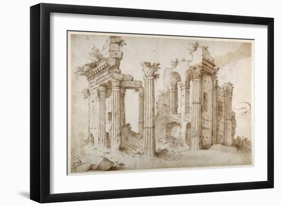 Columniated Ruins of the Temple of Minerva-Sebastian Vrancx-Framed Giclee Print