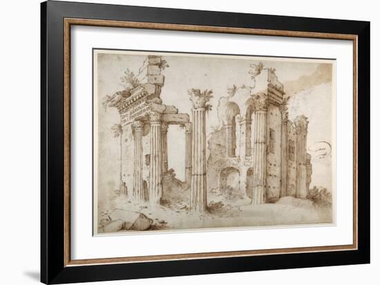 Columniated Ruins of the Temple of Minerva-Sebastian Vrancx-Framed Giclee Print