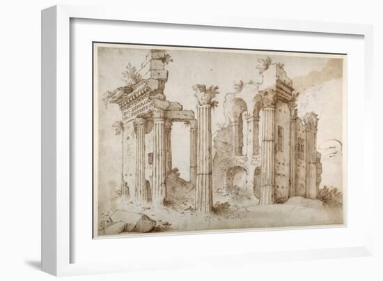 Columniated Ruins of the Temple of Minerva-Sebastian Vrancx-Framed Giclee Print