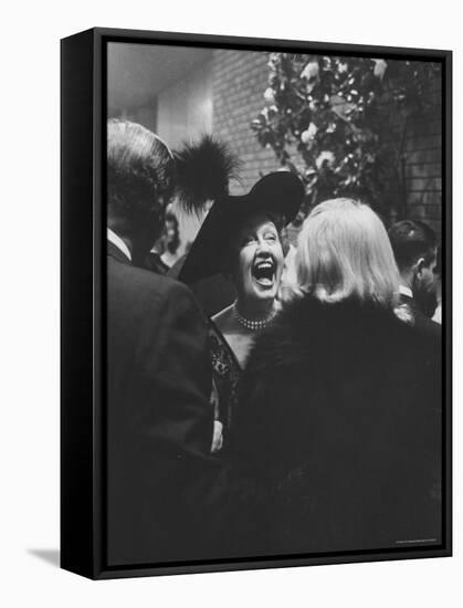 Columnist Helda Hopper in Hat and Whooping It Up While Attending a Desilu Cocktail Party-Allan Grant-Framed Premier Image Canvas