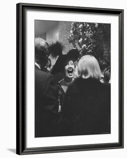 Columnist Helda Hopper in Hat and Whooping It Up While Attending a Desilu Cocktail Party-Allan Grant-Framed Premium Photographic Print