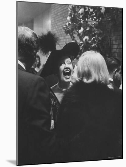 Columnist Helda Hopper in Hat and Whooping It Up While Attending a Desilu Cocktail Party-Allan Grant-Mounted Premium Photographic Print