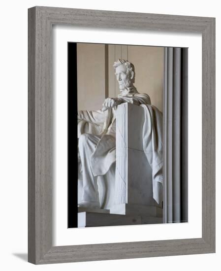 Columns and Statue of Lincoln at Lincoln Memorial, Washington DC, USA-Scott T. Smith-Framed Photographic Print