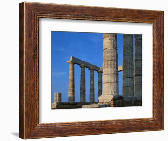 Columns at the Temple of Poseidon in Greece-Paul Souders-Framed Photographic Print