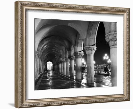 Columns of the Doge's Palace at Night, Venice, Veneto Region, Italy-Nadia Isakova-Framed Photographic Print