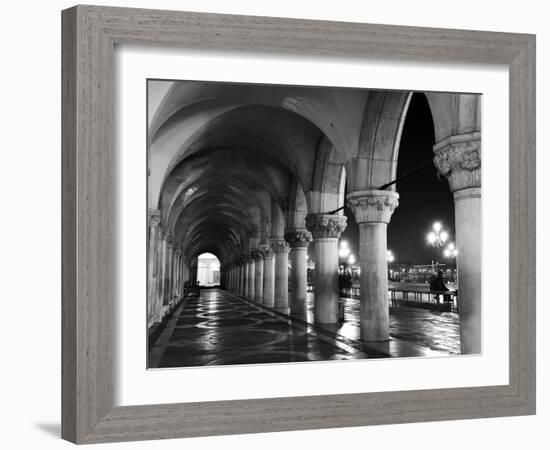 Columns of the Doge's Palace at Night, Venice, Veneto Region, Italy-Nadia Isakova-Framed Photographic Print