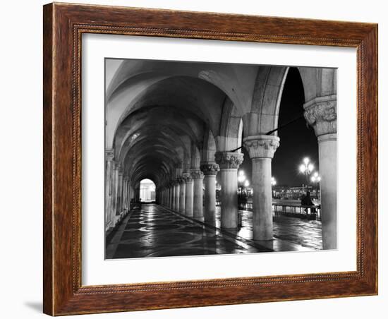 Columns of the Doge's Palace at Night, Venice, Veneto Region, Italy-Nadia Isakova-Framed Photographic Print