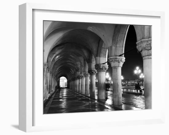 Columns of the Doge's Palace at Night, Venice, Veneto Region, Italy-Nadia Isakova-Framed Photographic Print