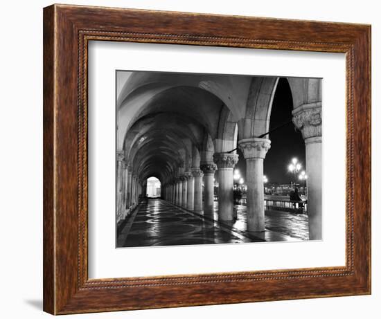 Columns of the Doge's Palace at Night, Venice, Veneto Region, Italy-Nadia Isakova-Framed Photographic Print