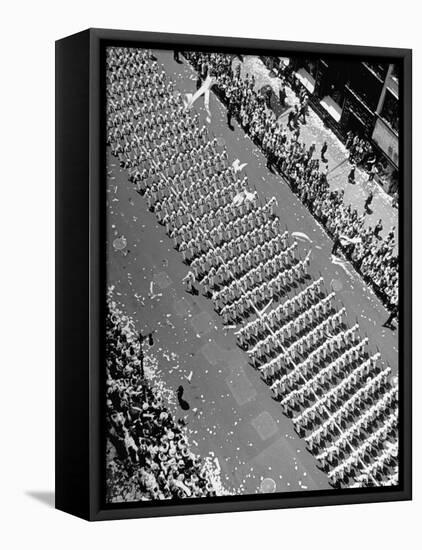 Columns of Us Coast Guard Marching in Independence Day Parade Up Fifth Avenue-Andreas Feininger-Framed Premier Image Canvas