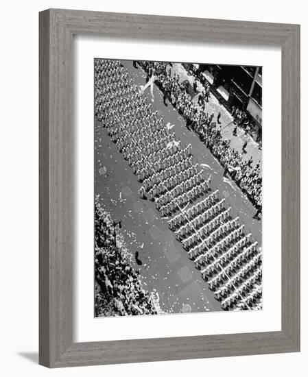 Columns of Us Coast Guard Marching in Independence Day Parade Up Fifth Avenue-Andreas Feininger-Framed Photographic Print