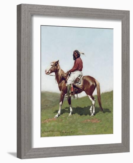 Comanche Brave, Fort Reno, Indian Territory-Frederic Remington-Framed Giclee Print