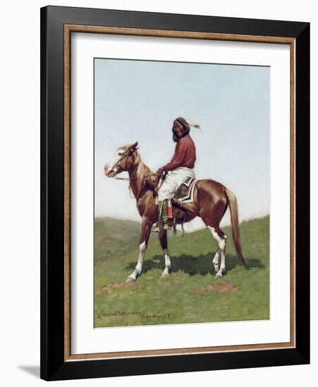 Comanche Brave, Fort Reno, Indian Territory-Frederic Remington-Framed Giclee Print