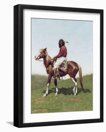 Comanche Brave, Fort Reno, Indian Territory-Frederic Remington-Framed Giclee Print
