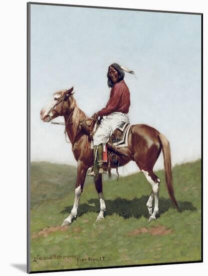 Comanche Brave, Fort Reno, Indian Territory-Frederic Remington-Mounted Giclee Print