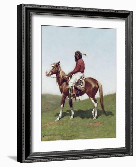 Comanche Brave, Fort Reno, Indian Territory-Frederic Remington-Framed Giclee Print