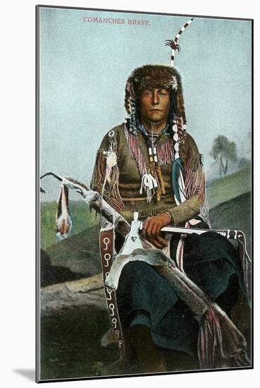 Comanche Brave-null-Mounted Art Print